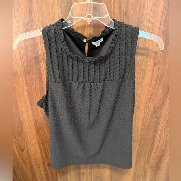 J. Crew Black Clip Dot Sleeveless Blouse - Picture 1 of 4